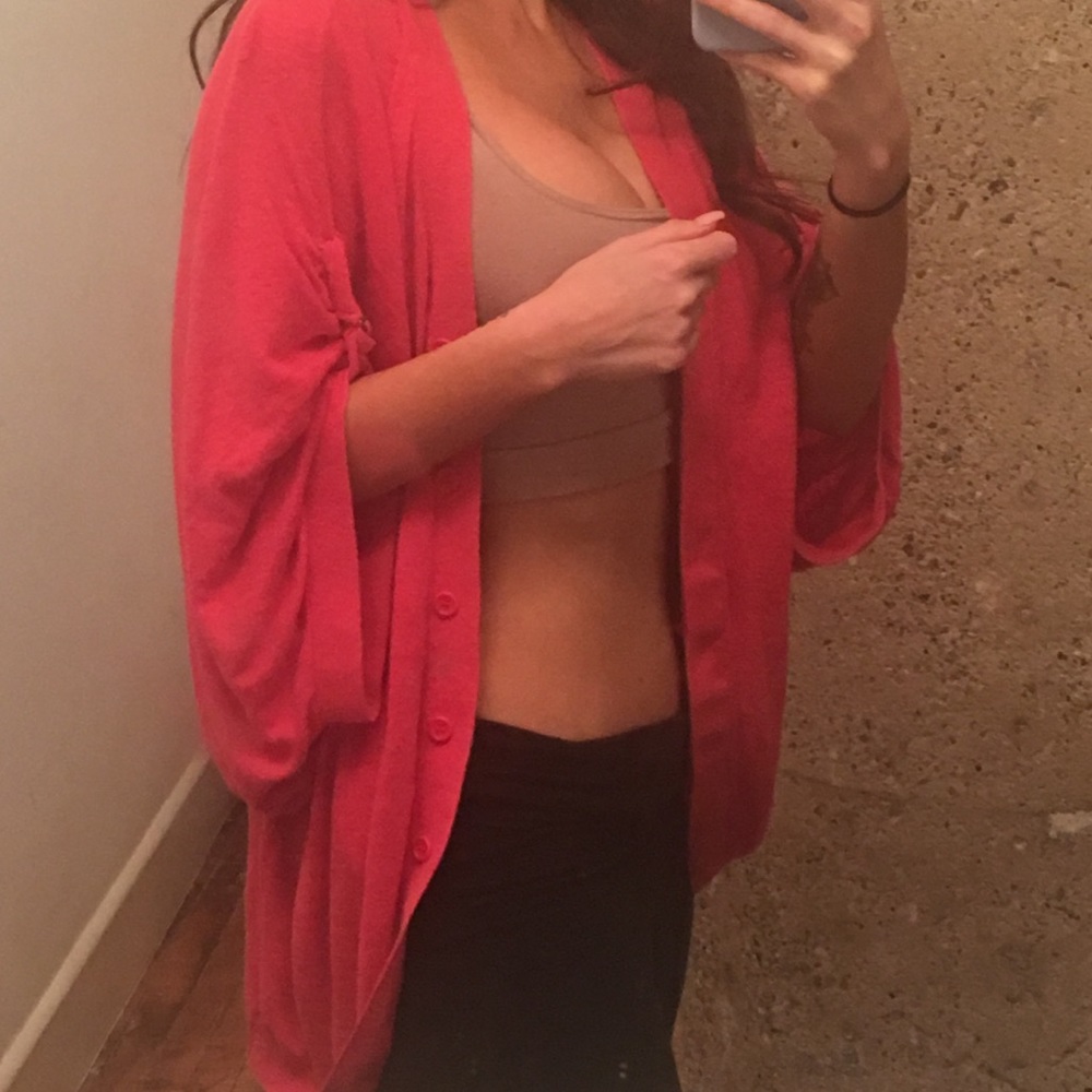 Coral BCBG button up slouchy sweater